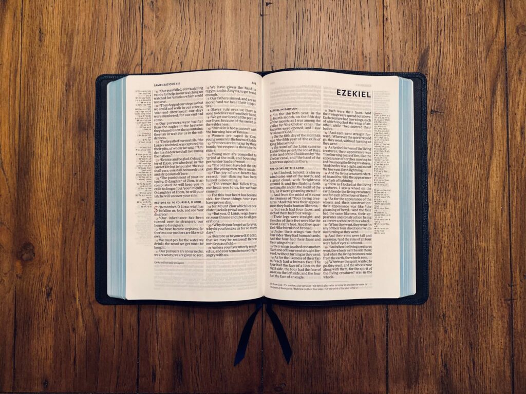 An open Bible on a table symbolizes the foundation of trust in relationships through God's word